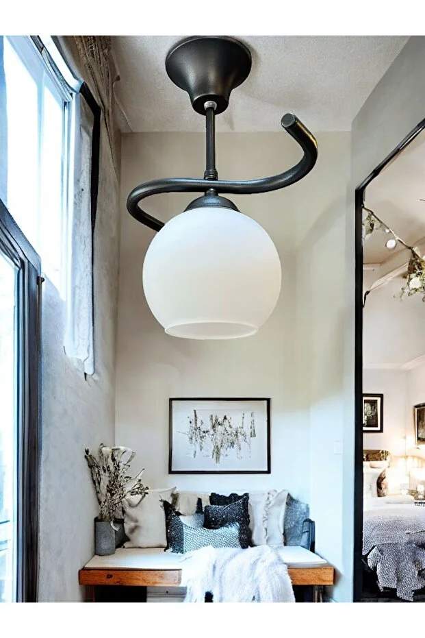 Antre Hol Siyah Kasa Beyaz Camlı 02 Poyraz Tekli